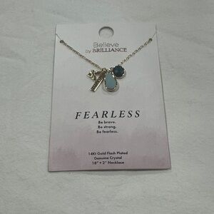 Gold Necklace with Blue and White Accents